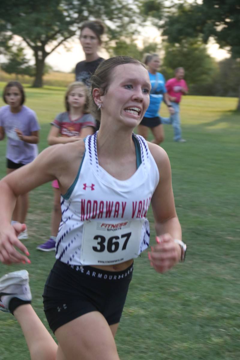 Nodaway Valley senior Jazz Christensen runs in a meet recently at Winterset.