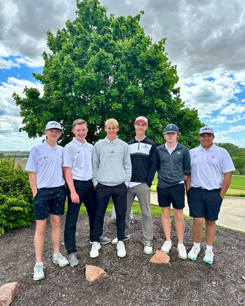 Golf team members Ty Rardin, Jack Jensen, Bradley Gebbie, Zack Gebbie, Landon Klobnak and Xander Hogan.