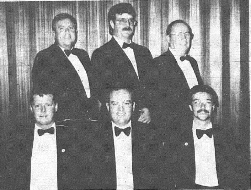 B.P.O. Elks #650 officers, who were initiated during ceremonies held June 16, from left, front row, Dean Leith, Loyal Knight; Curt Turner, Exalted Ruler and Denis Ritzman, Lecturing Knight. Back row, Kirk Levine, Leading Knight; John Cook, Champlain and Jim Low, Inner Guard.