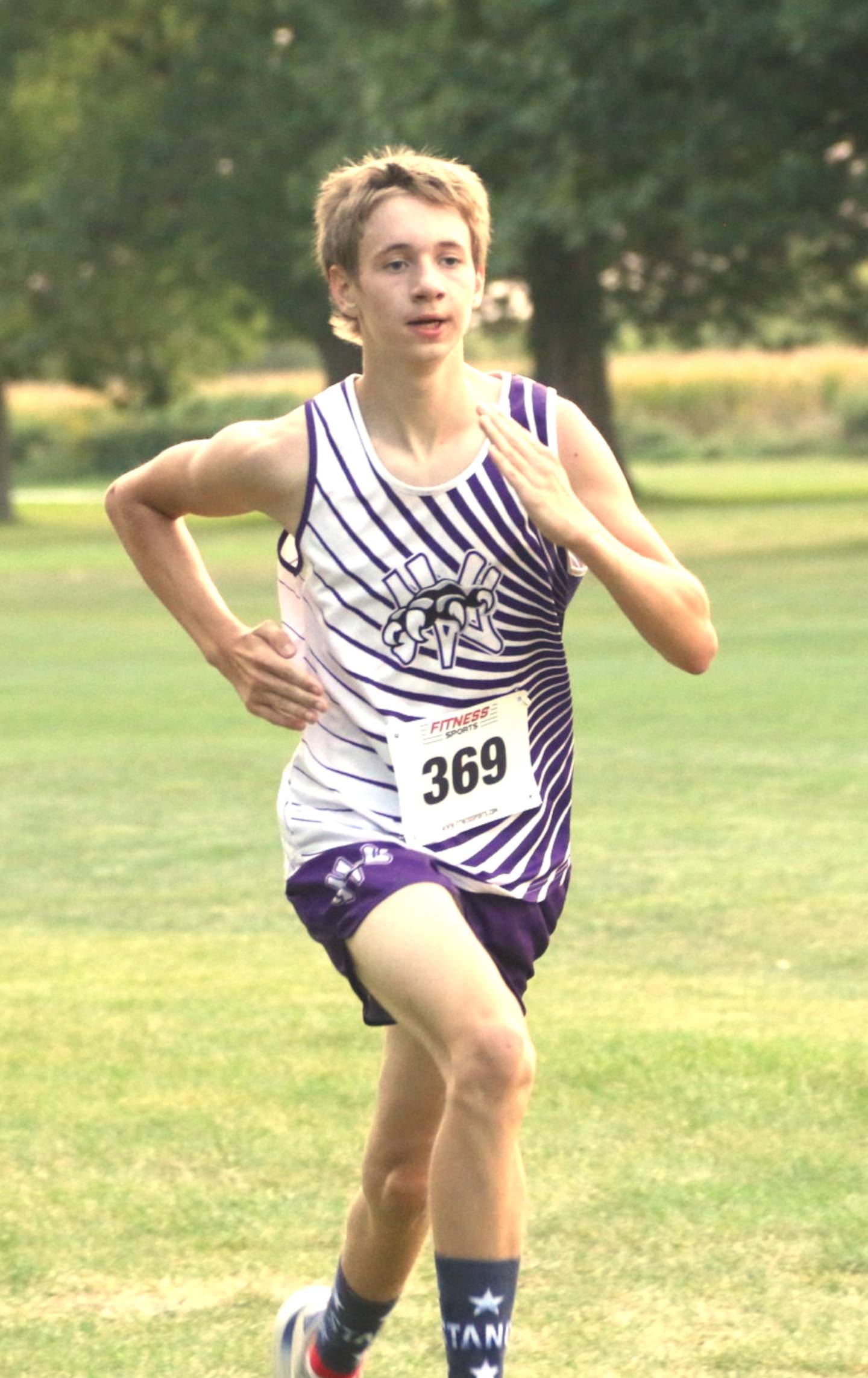 Nodaway Valley's Dominic Breheny takes on the rest of the pack in Winterset's home cross country meet last week.