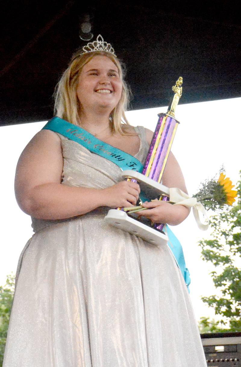 Kerigan Brown accepts the title of 2023 Adair County Fair Queen.