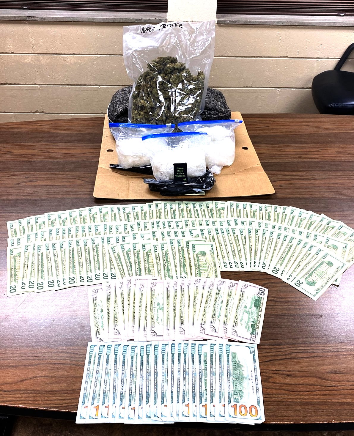 More than 3 pounds of methamphetamine, one pound of marijuana, prescription pills and a large sum of cash was located Thursday night during a traffic stop by the Union County Sheriff's Office.