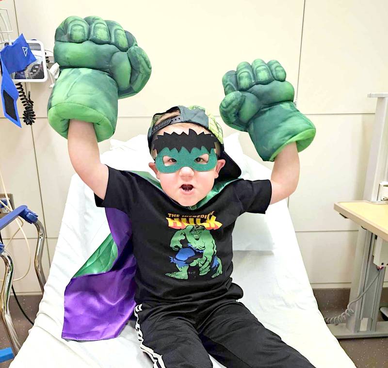 Micah Norby, 6, of Greenfield, an avid lover of The Incredible Hulk, takes on treatment for Duchenne muscular dystrophy with courage and a smile.