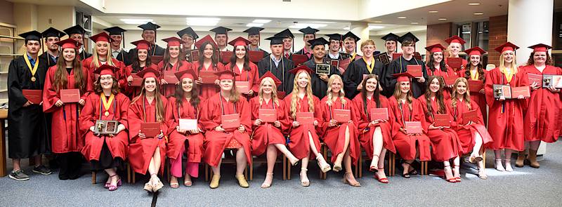 Creston High School honor students from the class of 2024 pose after commencement Sunday. There were 127 students listed in the class.