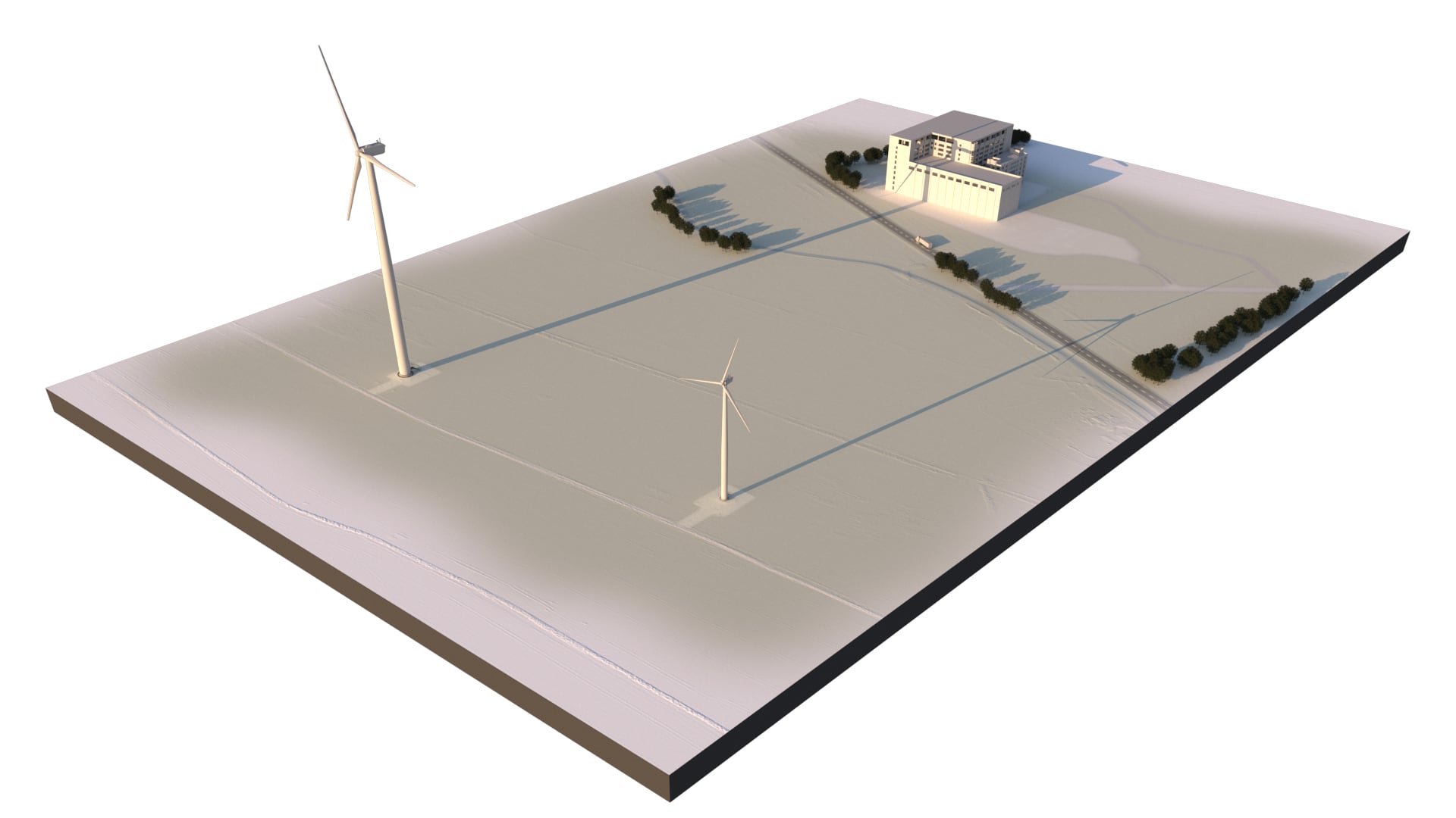 The graphic depicts shadow flicker on property caused by a wind turbine.